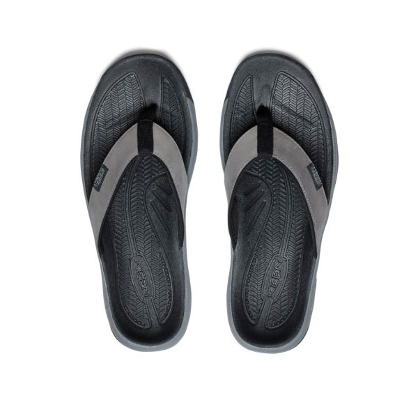 Men's Kona Leather Flip-Flop  |  Steel Grey/Black